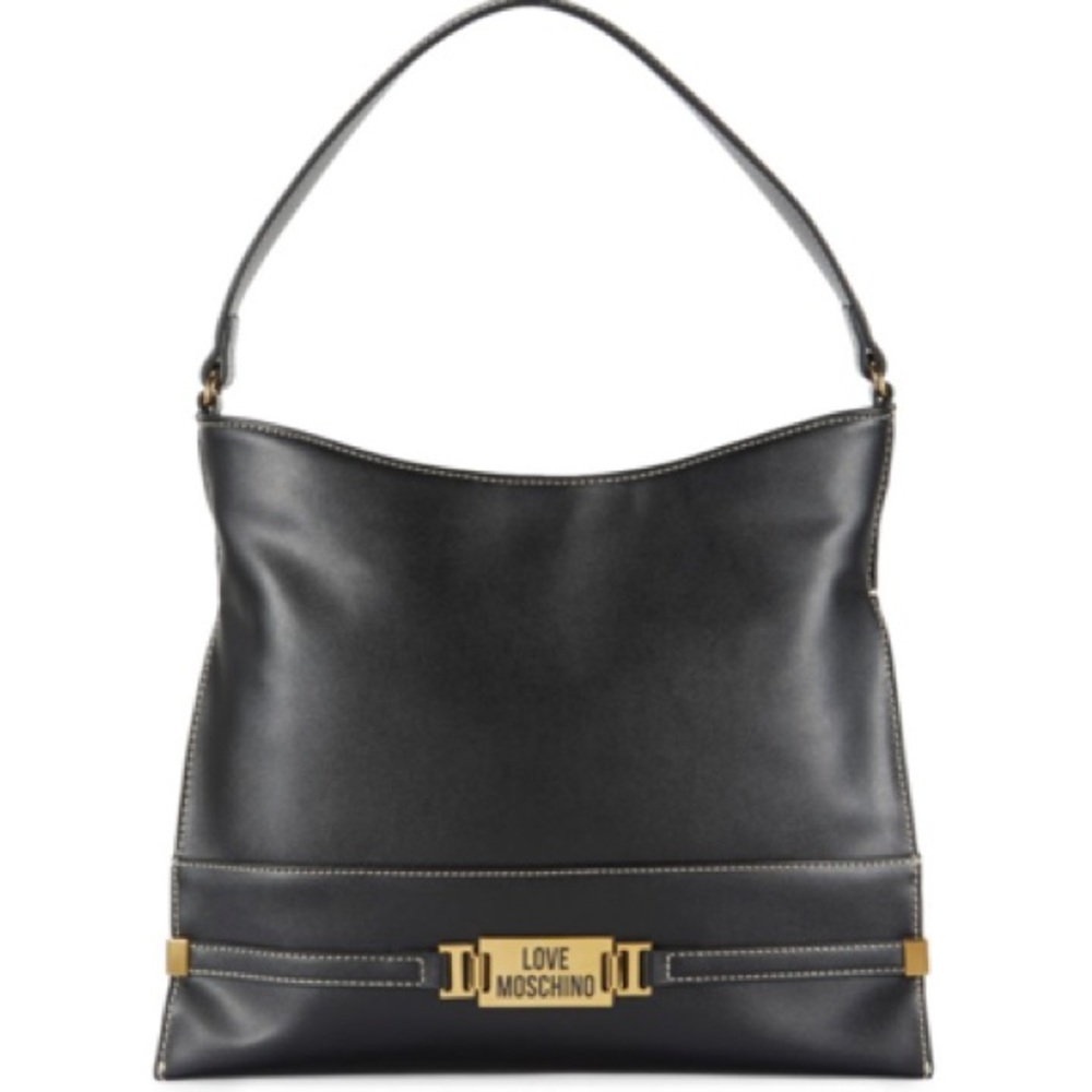 NWT LOVE MOSCHINO Logo Faux Leather Hobo Bag
